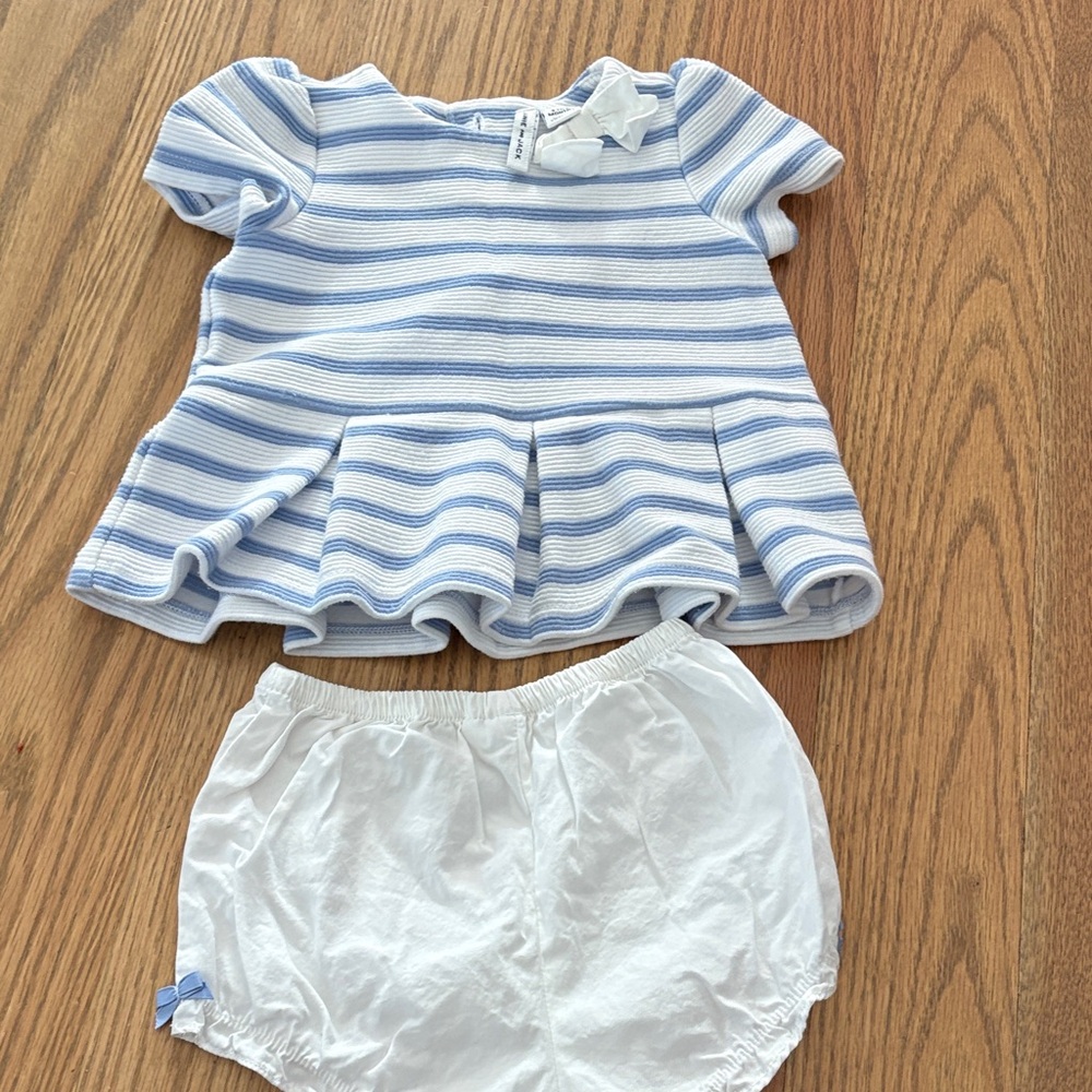 Blue and White Striped Kids Outfit